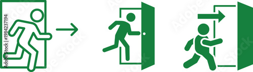 Exit icon vector set collection group featuring door arrow logout symbol sign interface navigation element direction UI app web isolated minimal flat design editable graphic.