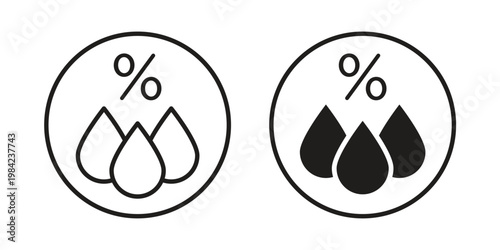 Humidity icon simple black and white line and clip art illustrations