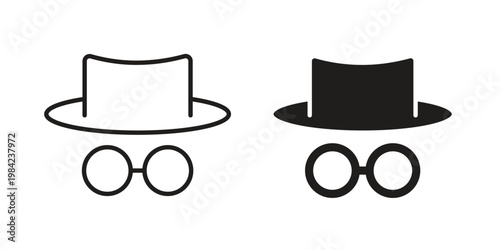 Incognito icon simple black and white line and clip art illustrations