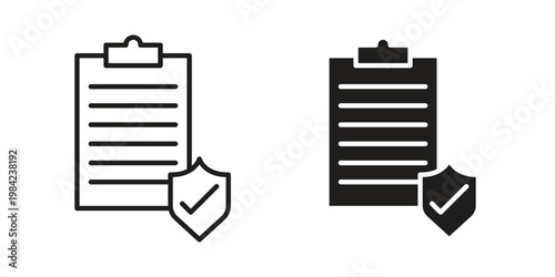 Insurance Document icon simple black and white line and clip art illustrations