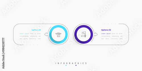 Vector Infographic label design template with icons and 2 options or steps. Can be used for process diagram, presentations, workflow layout, banner, flow chart, info graph.