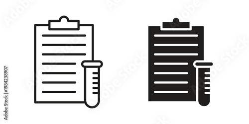 Lab report icon simple black and white line and clip art illustrations