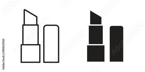 Lipstick icon simple black and white line and clip art illustrations