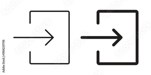 Log out icon simple black and white line and clip art illustrations