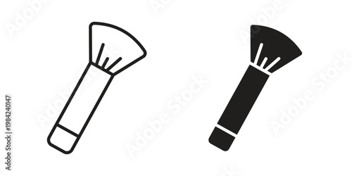 Makeup brush icon simple black and white line and clip art illustrations