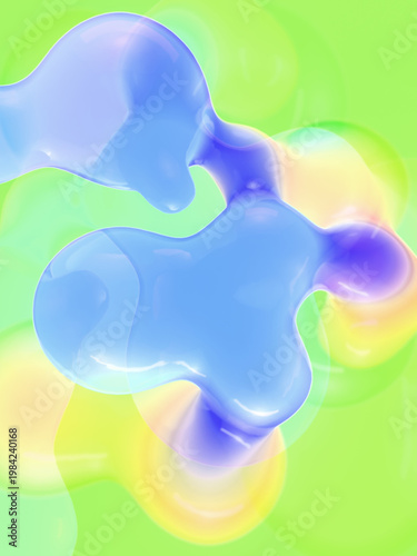 A dynamic illustration with soft, flowing drops. 3d rendering