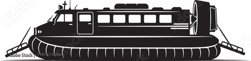 Black hovercraft, vector hovercraft, modern airboat, transportation vehicle