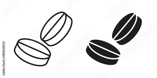 Medicine icon simple black and white line and clip art illustrations