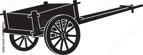 Vintage cart, black wagon, wheelbarrow, farm equipment, agricultural vehicle