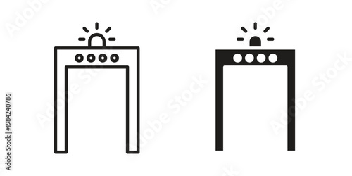 Metal detector icon simple black and white line and clip art illustrations