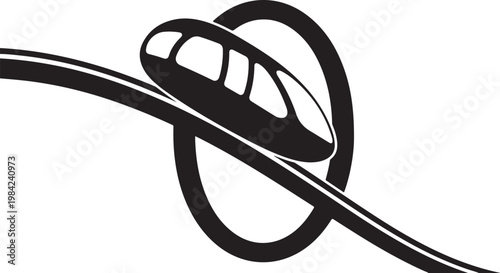 Monorail, futuristic transportation, vector icon, black and white