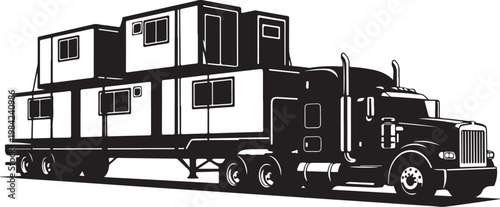 Semi-truck trailer, cargo carrier, transportation vector, industrial haulage