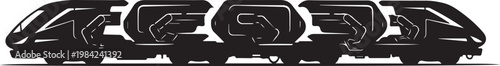 Black train locomotives, diesel engine vehicles, transportation icons, vector graphics
