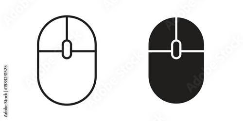 Mouse icon simple black and white line and clip art illustrations