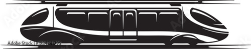 Monorail, train, transportation icon, vector graphic, black and white