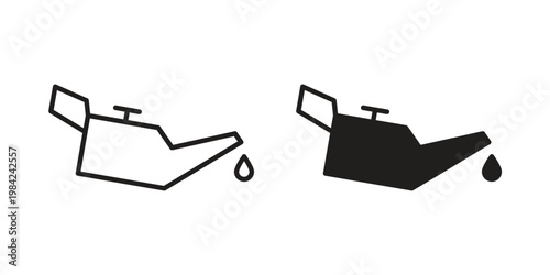 Oil can icon simple black and white line and clip art illustrations