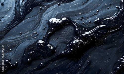 Abstract fluid art, swirling dark paint with liquid patterns, evoking a sense of depth and mystery