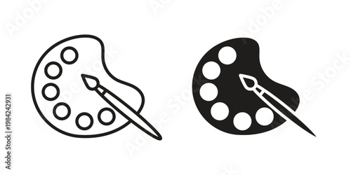 Palette icon simple black and white line and clip art illustrations