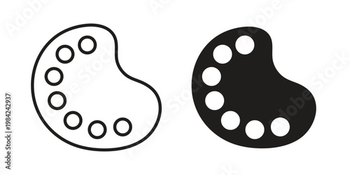 Palette icon simple black and white line and clip art illustrations