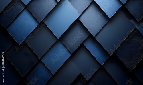 Geometric abstract design featuring overlapping blue diamond shapes creating a visually stunning pattern