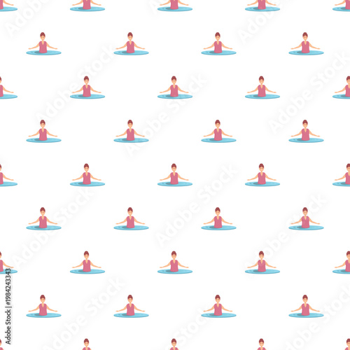 Seamless pattern of women performing aquatic exercise in a swimming pool