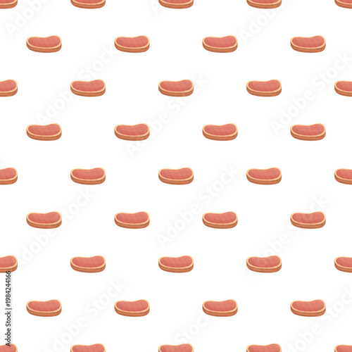 Cartoon style raw meat steak creating a repetitive background illustration