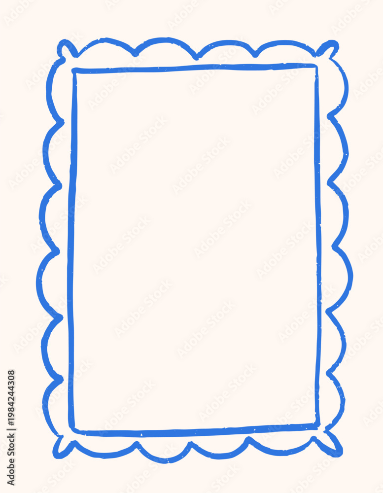 Fototapeta premium Modern frame, line drawing. Handdrawn border, doodle sketch edge decoration. Sketchy rectangle decor, card background design. Hand-drawn scribble poster in trendy style. Vector illustration