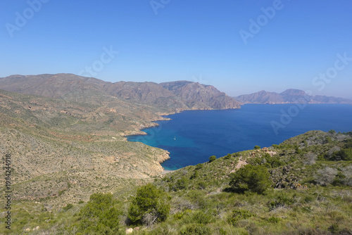 Views of coastal cliffs at the cape of Tinoso, not far from La Azohia village, Spain