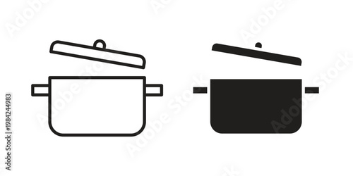 Pot icon simple black and white line and clip art illustrations