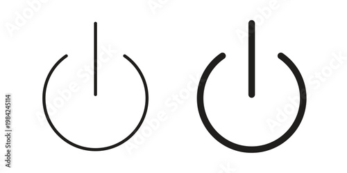 Power icon simple black and white line and clip art illustrations