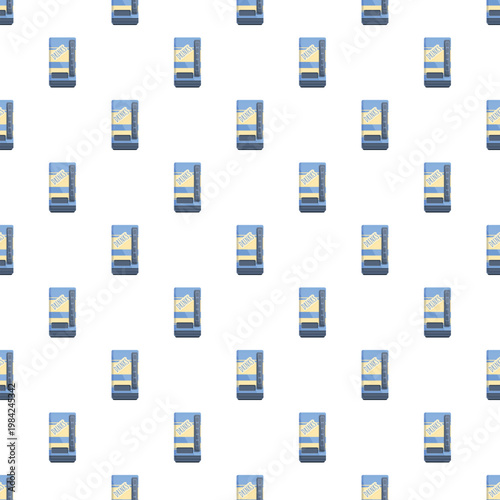 Seamless pattern featuring a repeating illustration of a blue vending machine