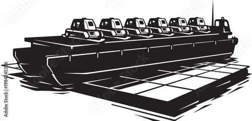 Black, vector speedboat, racing boat, motorboat, illustration