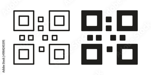 Qrcode icon simple black and white line and clip art illustrations