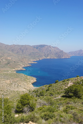 Views of coastal cliffs at the cape of Tinoso, not far from La Azohia village, Spain