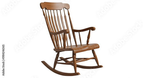Obraz na plátne A classic wooden rocking chair isolated against a black background