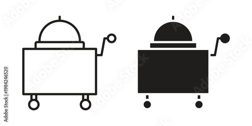 Room service icon simple black and white line and clip art illustrations