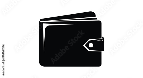 A simple black silhouette of a closed wallet showcasing its rectangular shape and folded design silhouette high quality professional detailed modern