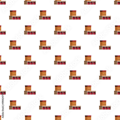 Fire station building pattern repeating across a seamless background