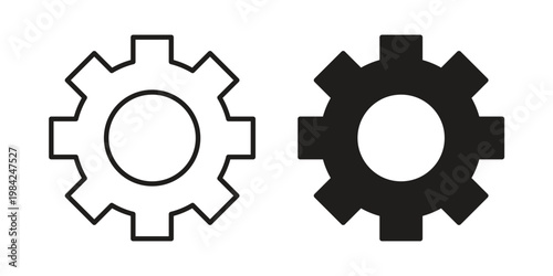Settings icon simple black and white line and clip art illustrations