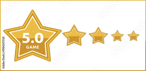 Golden star rating icon set 5 0 game score vector graphics design elements