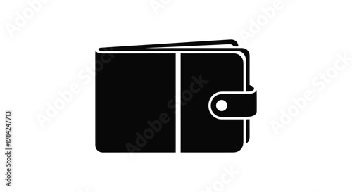 A simple black and white illustration depicting a closed wallet showcasing a minimalist design silhouette high quality professional detailed modern elegant