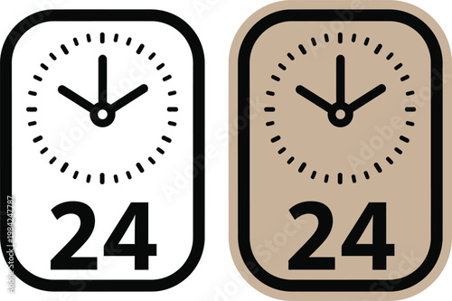 Time clock icon set 24 hour format digital watch icons for design