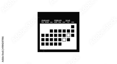 A stark calendar graphic displays months and days with a blocked out section presented as a bold silhouette high quality professional detailed