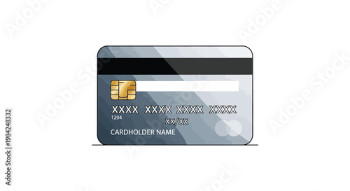 A close up view of a modern credit card with chip and magnetic stripe showcasing financial technology and security silhouette high quality