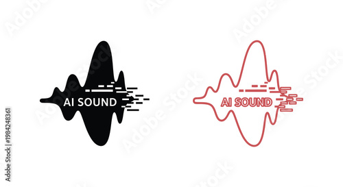 Ai sound wave logos in black and red depicting audio signals