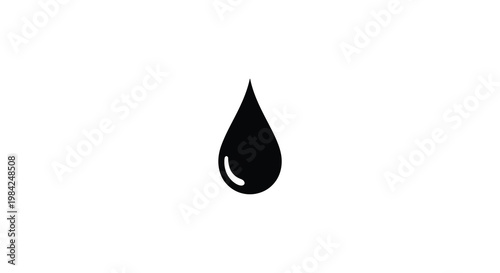 A single black teardrop shape stands out against a white background creating a stark and dramatic silhouette high quality professional detailed