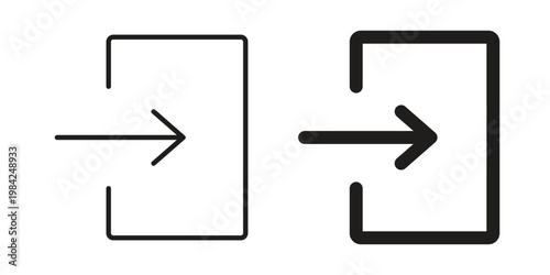 Sign out icon simple black and white line and clip art illustrations