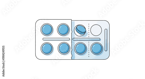 Pill blister pack, medication package, blue pills, pharmaceutical container, health supplement