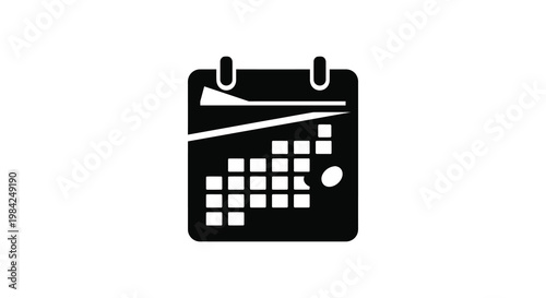 A black silhouette of a wall calendar with a flipped page indicating passing time is prominently displayed silhouette high quality professional