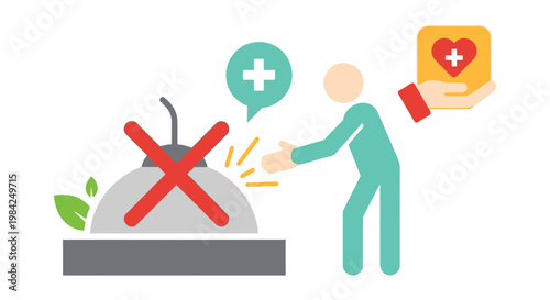 Health and wellness rejecting unhealthy food choices for a heart healthy lifestyle